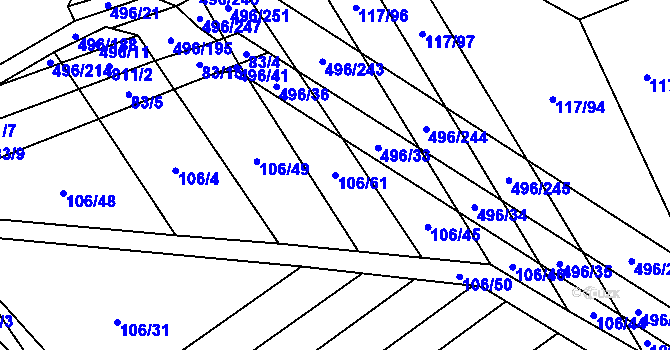 Parcela st. 106/61 v KÚ Řimice, Katastrální mapa