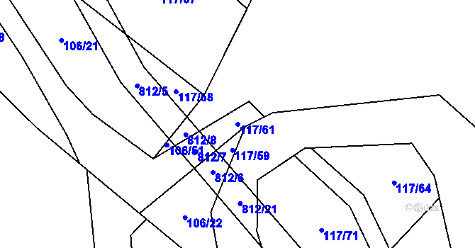 Parcela st. 117/61 v KÚ Řimice, Katastrální mapa
