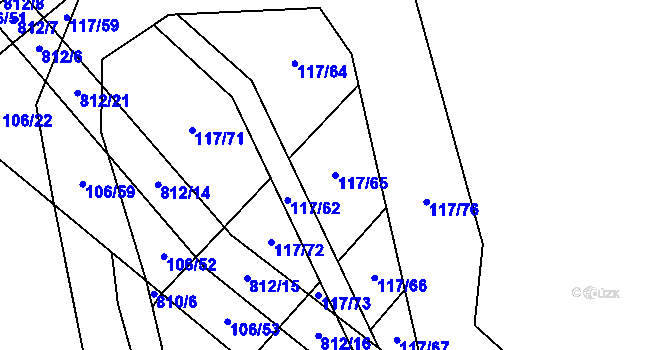 Parcela st. 117/65 v KÚ Řimice, Katastrální mapa