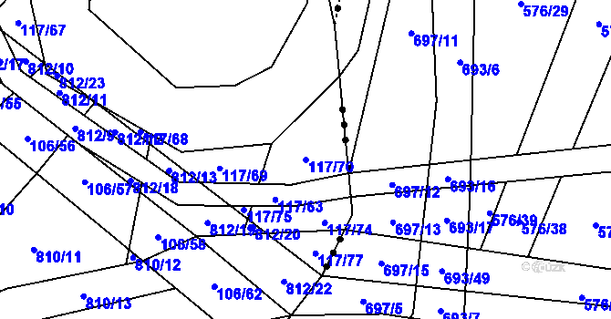 Parcela st. 117/70 v KÚ Řimice, Katastrální mapa