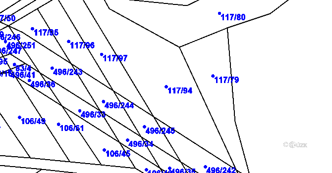 Parcela st. 117/94 v KÚ Řimice, Katastrální mapa