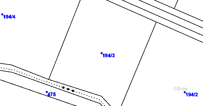 Parcela st. 194/3 v KÚ Řimice, Katastrální mapa