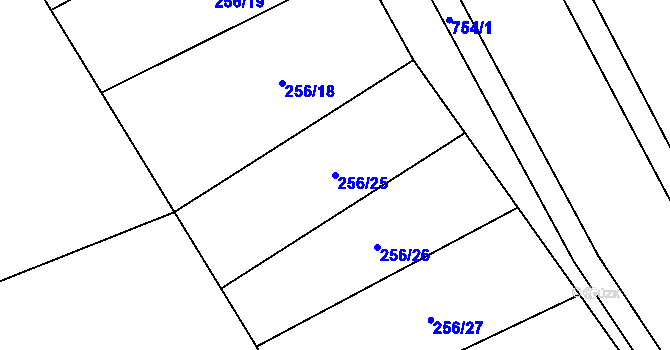 Parcela st. 256/25 v KÚ Řimice, Katastrální mapa