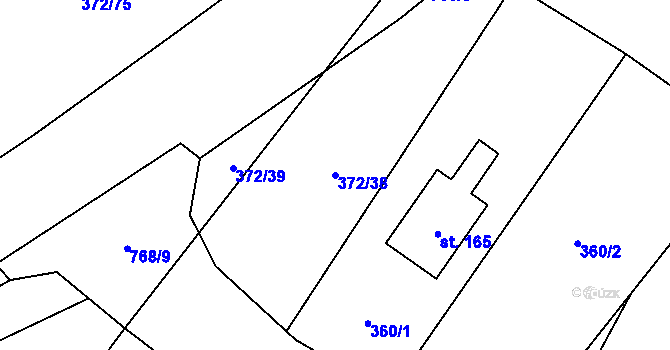Parcela st. 372/38 v KÚ Řimice, Katastrální mapa