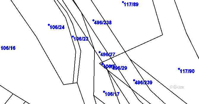 Parcela st. 496/27 v KÚ Řimice, Katastrální mapa