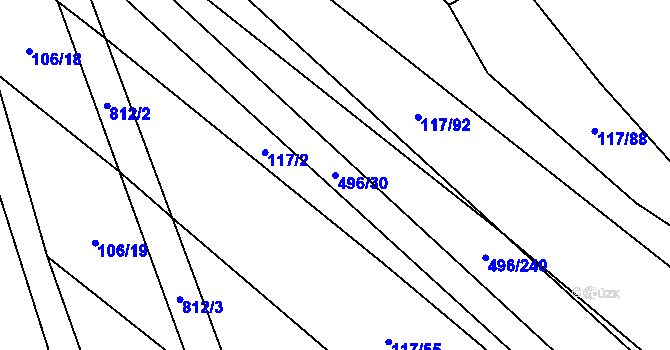 Parcela st. 496/30 v KÚ Řimice, Katastrální mapa