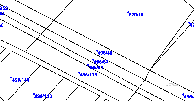 Parcela st. 496/45 v KÚ Řimice, Katastrální mapa