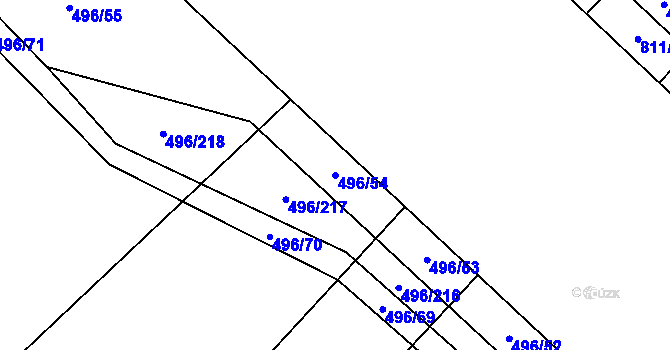 Parcela st. 496/54 v KÚ Řimice, Katastrální mapa