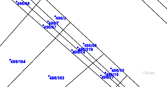 Parcela st. 496/58 v KÚ Řimice, Katastrální mapa