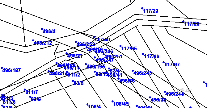 Parcela st. 496/251 v KÚ Řimice, Katastrální mapa
