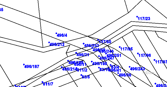 Parcela st. 496/252 v KÚ Řimice, Katastrální mapa