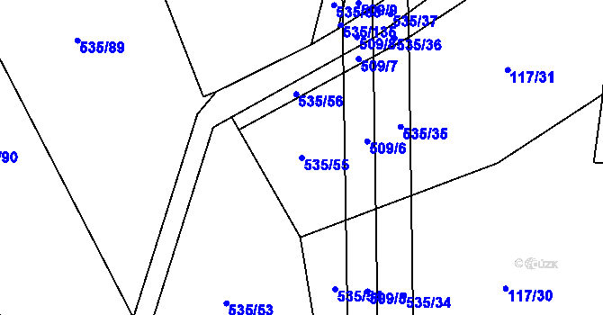 Parcela st. 535/55 v KÚ Řimice, Katastrální mapa