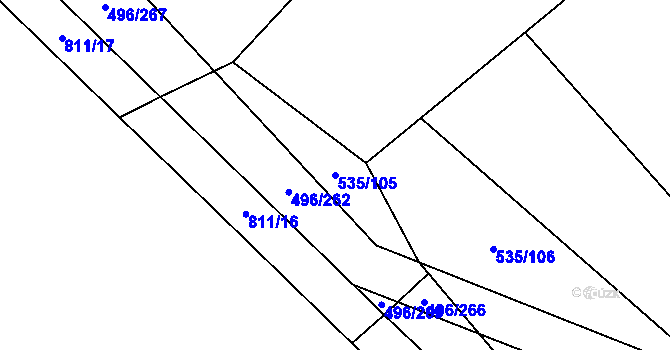 Parcela st. 535/105 v KÚ Řimice, Katastrální mapa