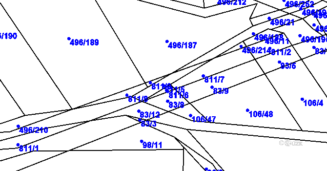 Parcela st. 811/5 v KÚ Řimice, Katastrální mapa