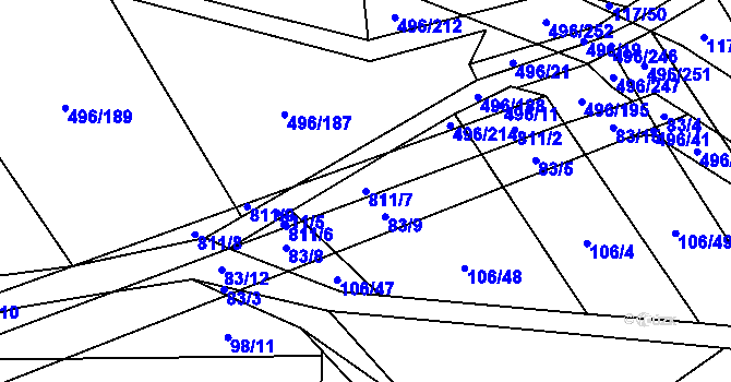 Parcela st. 811/7 v KÚ Řimice, Katastrální mapa