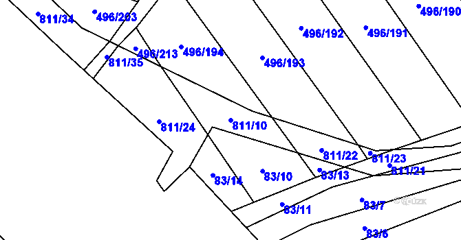 Parcela st. 811/10 v KÚ Řimice, Katastrální mapa