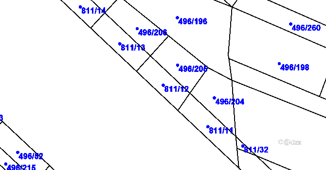 Parcela st. 811/12 v KÚ Řimice, Katastrální mapa