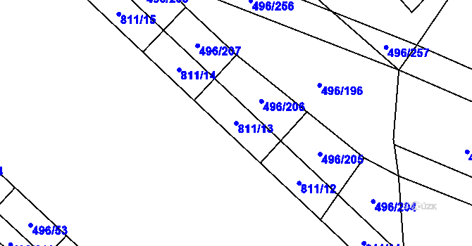 Parcela st. 811/13 v KÚ Řimice, Katastrální mapa