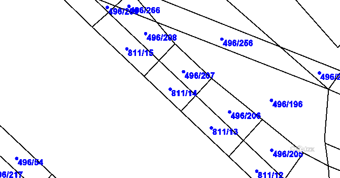 Parcela st. 811/14 v KÚ Řimice, Katastrální mapa