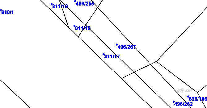 Parcela st. 811/17 v KÚ Řimice, Katastrální mapa