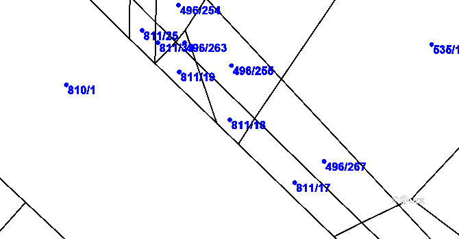 Parcela st. 811/18 v KÚ Řimice, Katastrální mapa