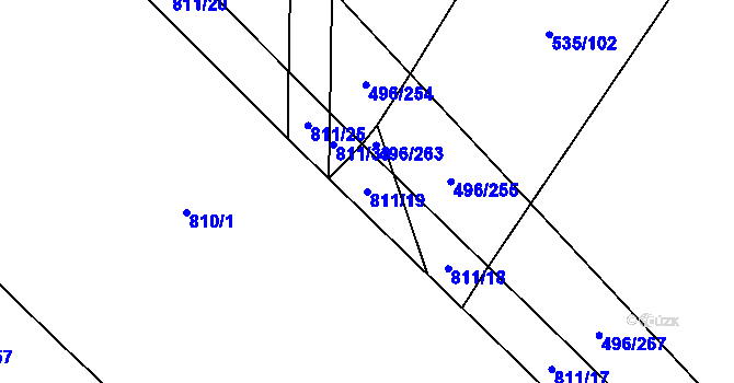 Parcela st. 811/19 v KÚ Řimice, Katastrální mapa