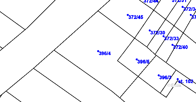 Parcela st. 396/4 v KÚ Řimice, Katastrální mapa