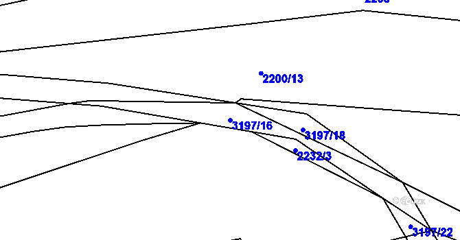 Parcela st. 3197/16 v KÚ Branišovice u Římova, Katastrální mapa