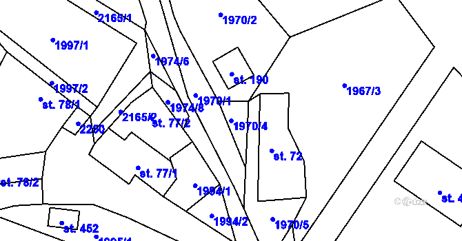 Parcela st. 1970/4 v KÚ Dolní Stropnice, Katastrální mapa