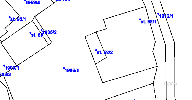 Parcela st. 68/2 v KÚ Dolní Stropnice, Katastrální mapa