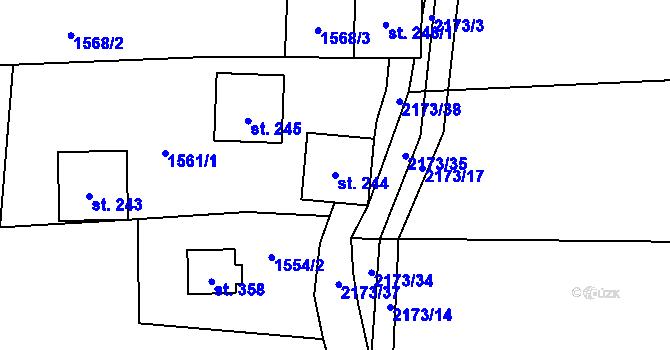 Parcela st. 244 v KÚ Dolní Stropnice, Katastrální mapa