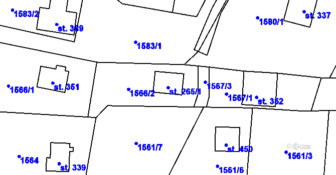 Parcela st. 265/1 v KÚ Dolní Stropnice, Katastrální mapa