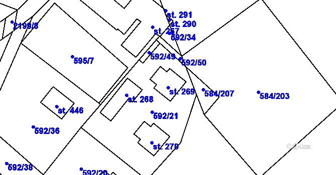 Parcela st. 269 v KÚ Dolní Stropnice, Katastrální mapa