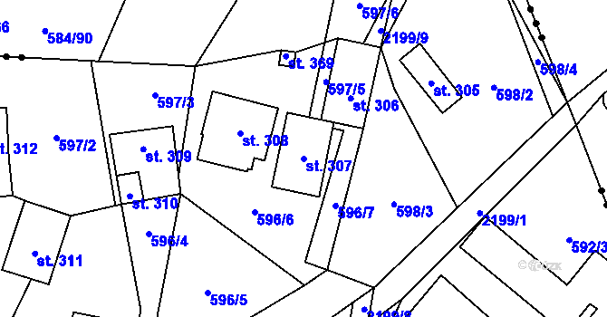 Parcela st. 307 v KÚ Dolní Stropnice, Katastrální mapa