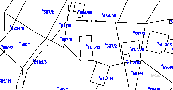 Parcela st. 312 v KÚ Dolní Stropnice, Katastrální mapa
