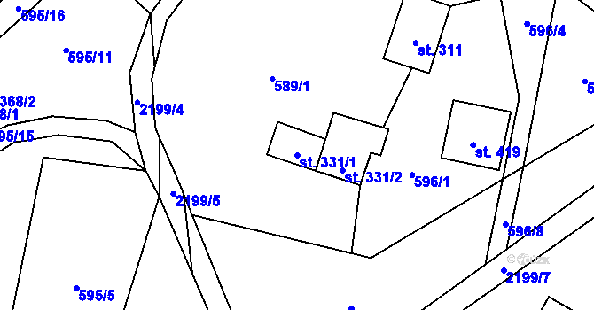 Parcela st. 331/1 v KÚ Dolní Stropnice, Katastrální mapa