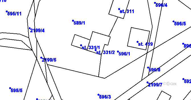 Parcela st. 331/2 v KÚ Dolní Stropnice, Katastrální mapa