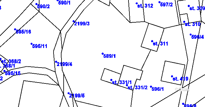 Parcela st. 589/1 v KÚ Dolní Stropnice, Katastrální mapa
