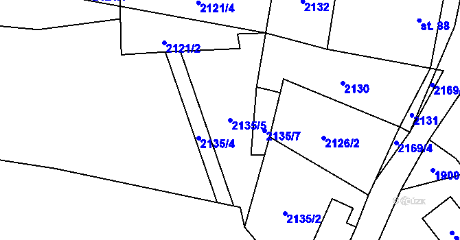 Parcela st. 2135/5 v KÚ Dolní Stropnice, Katastrální mapa
