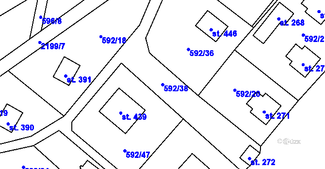 Parcela st. 592/38 v KÚ Dolní Stropnice, Katastrální mapa