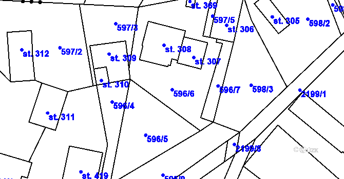 Parcela st. 596/6 v KÚ Dolní Stropnice, Katastrální mapa