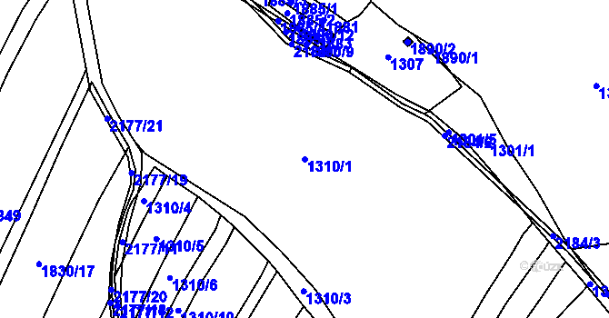 Parcela st. 1310/1 v KÚ Dolní Stropnice, Katastrální mapa