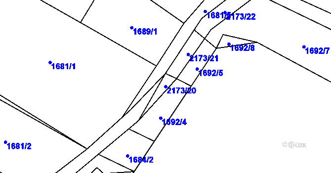 Parcela st. 2173/20 v KÚ Dolní Stropnice, Katastrální mapa