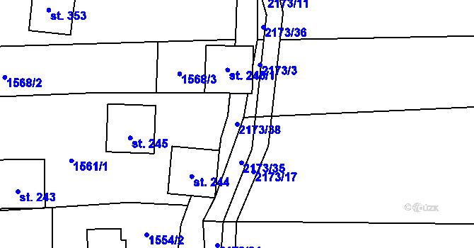 Parcela st. 2173/38 v KÚ Dolní Stropnice, Katastrální mapa