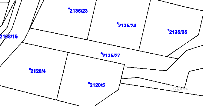Parcela st. 2135/27 v KÚ Dolní Stropnice, Katastrální mapa