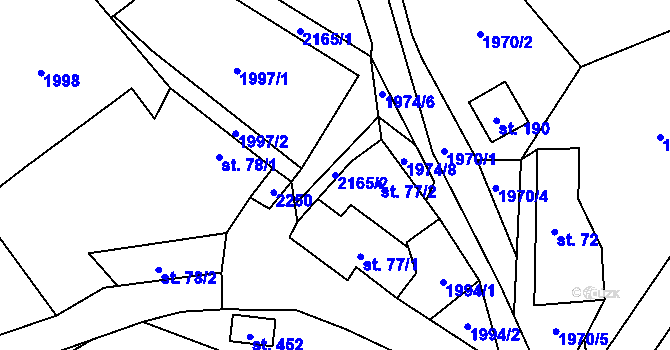 Parcela st. 2165/2 v KÚ Dolní Stropnice, Katastrální mapa