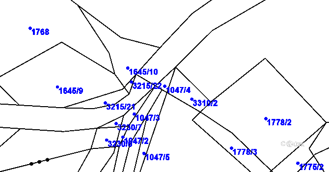 Parcela st. 1047/4 v KÚ Mokrý Lom, Katastrální mapa