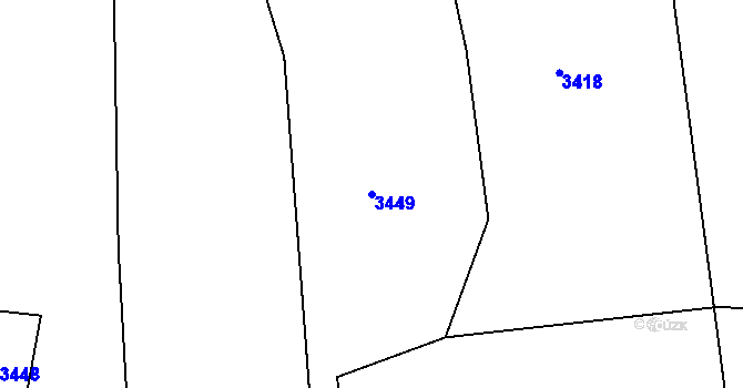 Parcela st. 3449 v KÚ Mokrý Lom, Katastrální mapa