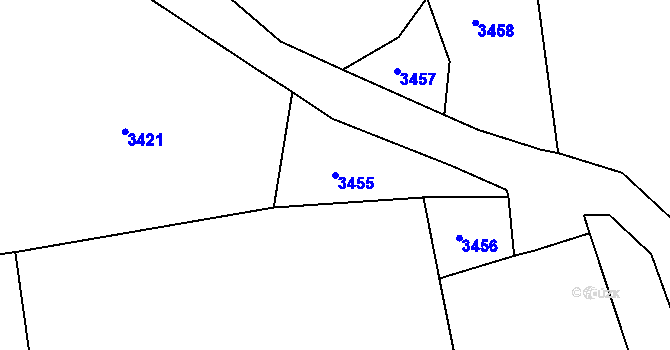 Parcela st. 3455 v KÚ Mokrý Lom, Katastrální mapa