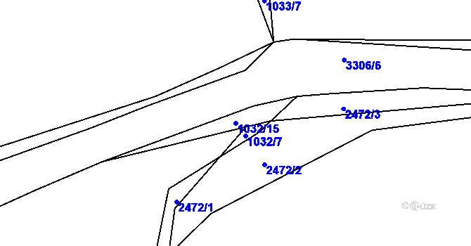 Parcela st. 1032/15 v KÚ Mokrý Lom, Katastrální mapa